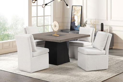 Broager 5 Pc Dining Table Set (White Swivel Chairs) - US Furniture & Mattress (Waterbury,CT)*