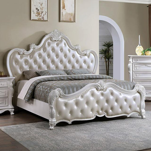 Ventresca E.King & Queen Bed White & Chrome - US Furniture & Mattress (Waterbury,CT)*