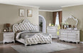 Ventresca E.King & Queen Bed White & Chrome - US Furniture & Mattress (Waterbury,CT)*