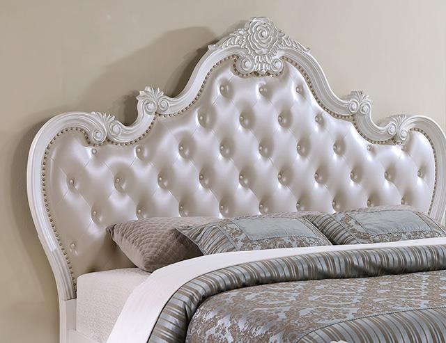 Ventresca E.King & Queen Bed White & Chrome - US Furniture & Mattress (Waterbury,CT)*