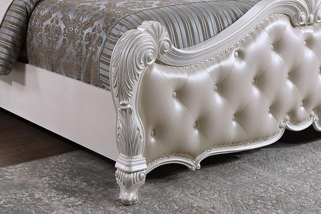 Ventresca E.King & Queen Bed White & Chrome - US Furniture & Mattress (Waterbury,CT)*