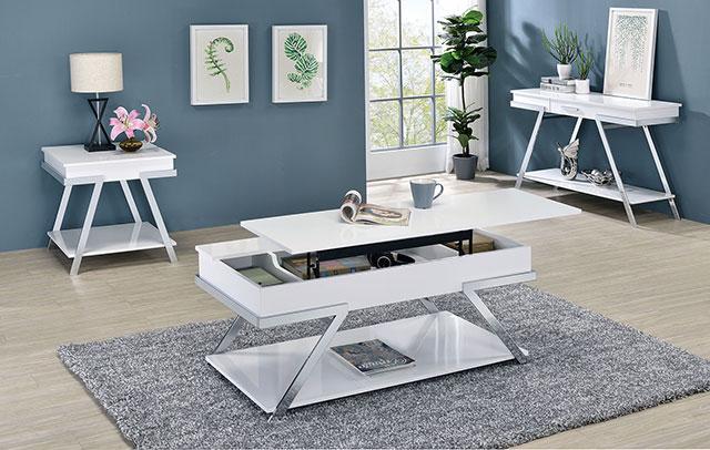 TITUS Sofa Table, White/Chrome - US Furniture & Mattress (Waterbury,CT)*