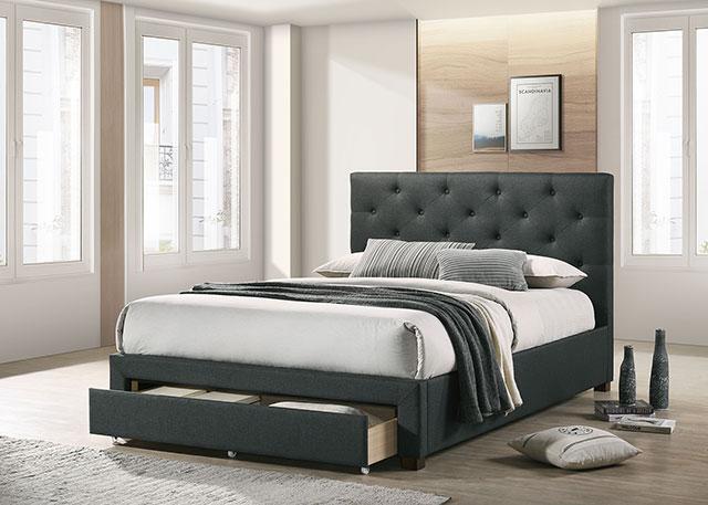 SYBELLA Cal.King Bed, Dark Gray