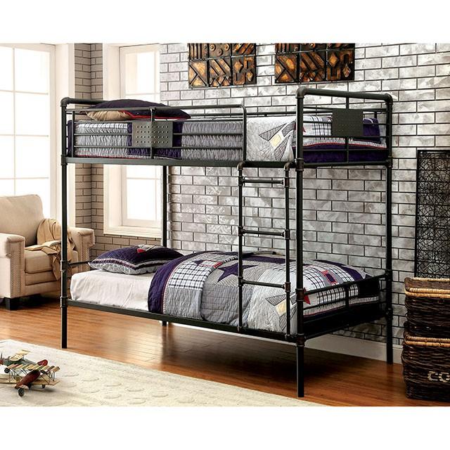 OLGA Antique Black Metal Twin/Twin Bunk Bed