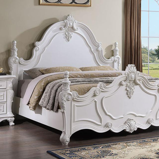 Francione E.King & Queen Bed White & Chrome - US Furniture & Mattress (Waterbury,CT)*