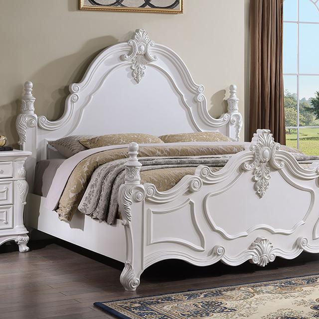 Francione E.King & Queen Bed White & Chrome - US Furniture & Mattress (Waterbury,CT)*