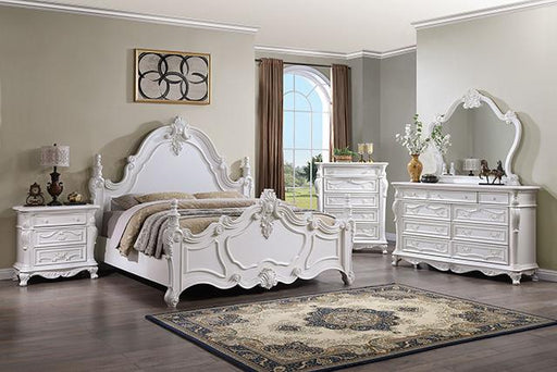 Francione E.King & Queen Bed White & Chrome - US Furniture & Mattress (Waterbury,CT)*