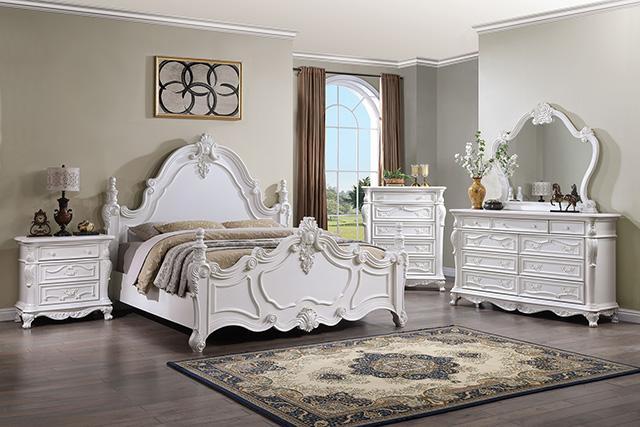 Francione E.King & Queen Bed White & Chrome - US Furniture & Mattress (Waterbury,CT)*