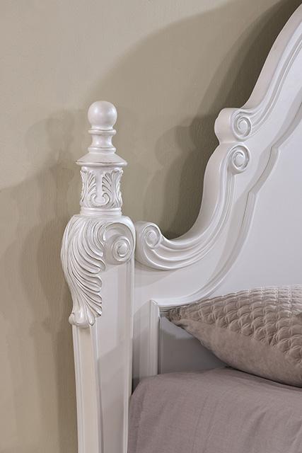 Francione E.King & Queen Bed White & Chrome - US Furniture & Mattress (Waterbury,CT)*