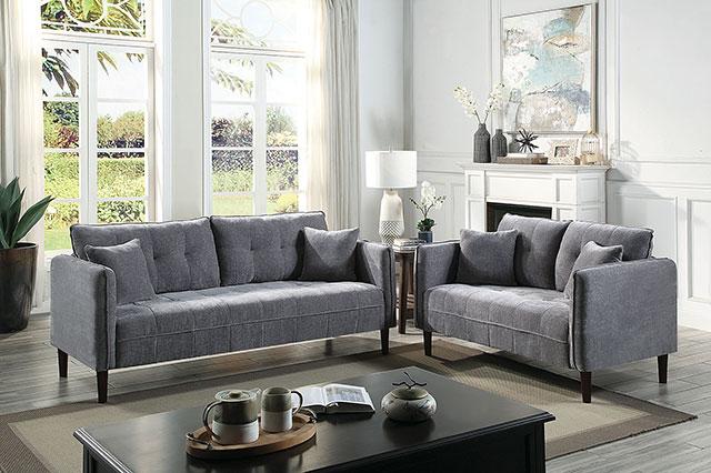 LYNDA Sofa w/ Pillows, Dark Gray - US Furniture & Mattress (Waterbury,CT)*