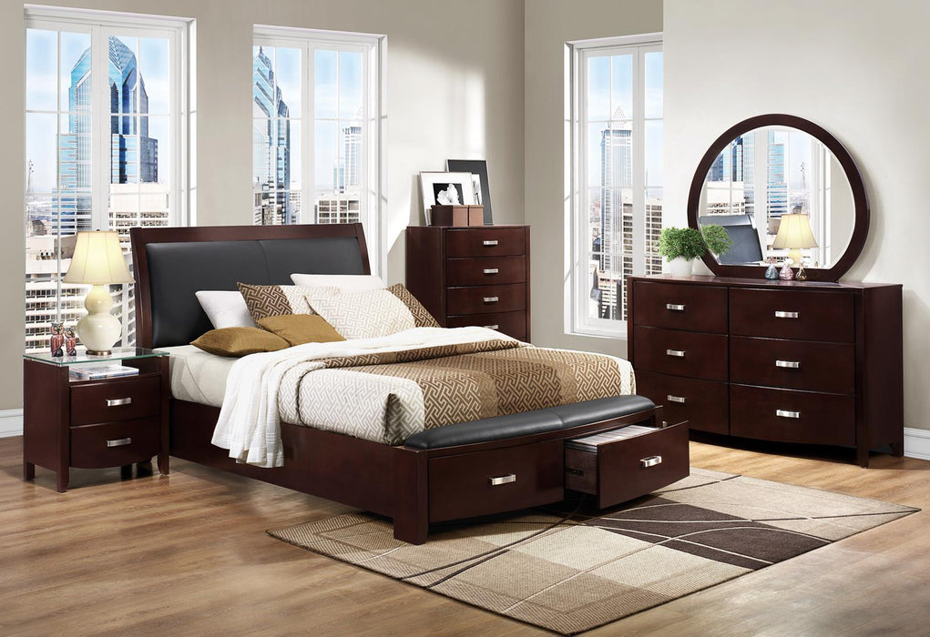 Homelegance Lyric King Sleigh Storage Bed in Dark Espresso 1737KNC-1EK