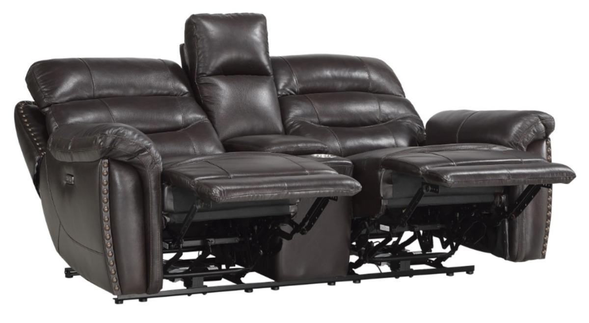 Lance Power Double Reclining Loveseat with Power Headrests in Brown