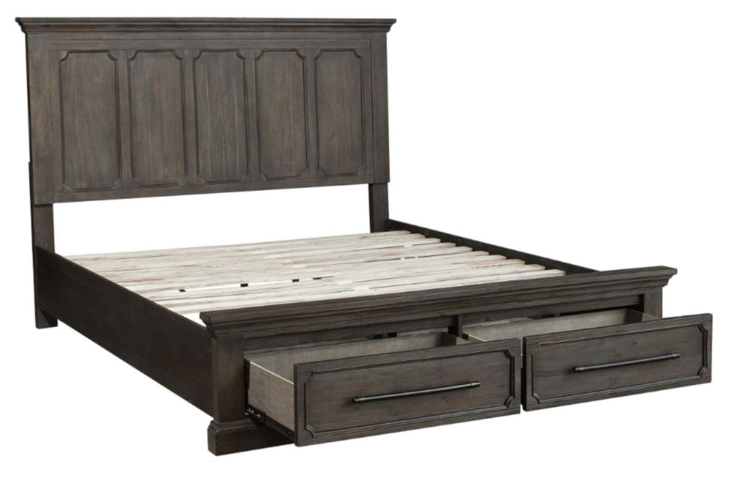 Homelegance Taulon Queen Platform Bed with Footboard Storage in Dark Oak 5438-1*