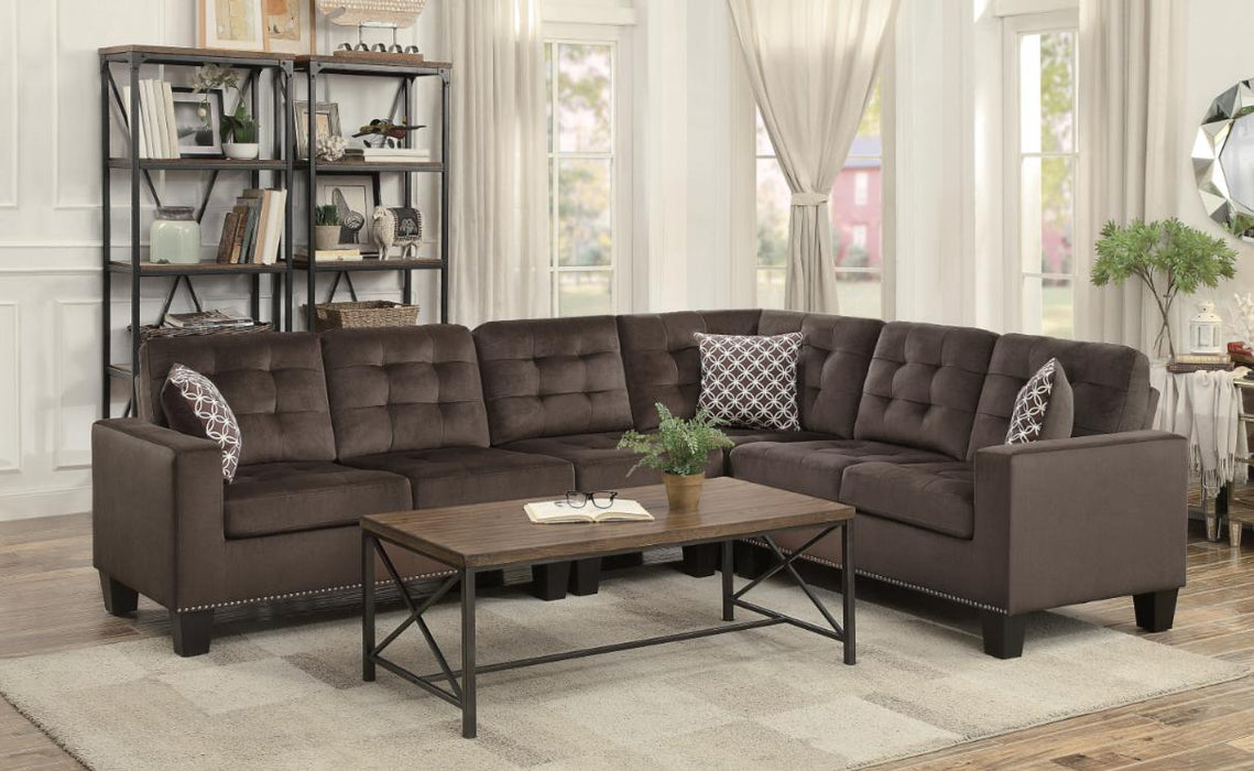 Homelegance Furniture Lantana 2-Piece Reversible Sectional in Chocolate