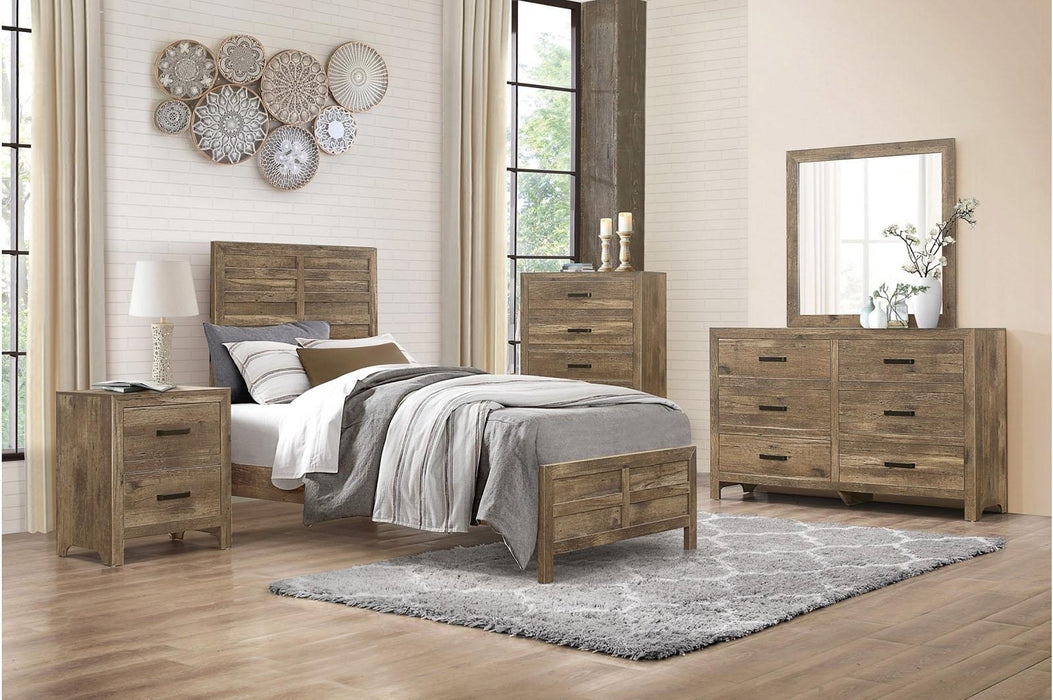 Homelegance Furniture Mandan Twin Panel Bed in Weathered Pine 1910T-1*