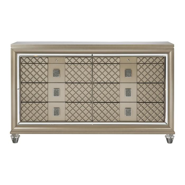 Homelegance Furniture Loudon 8 Drawer Dresser in Champagne Metallic 1515-5 image