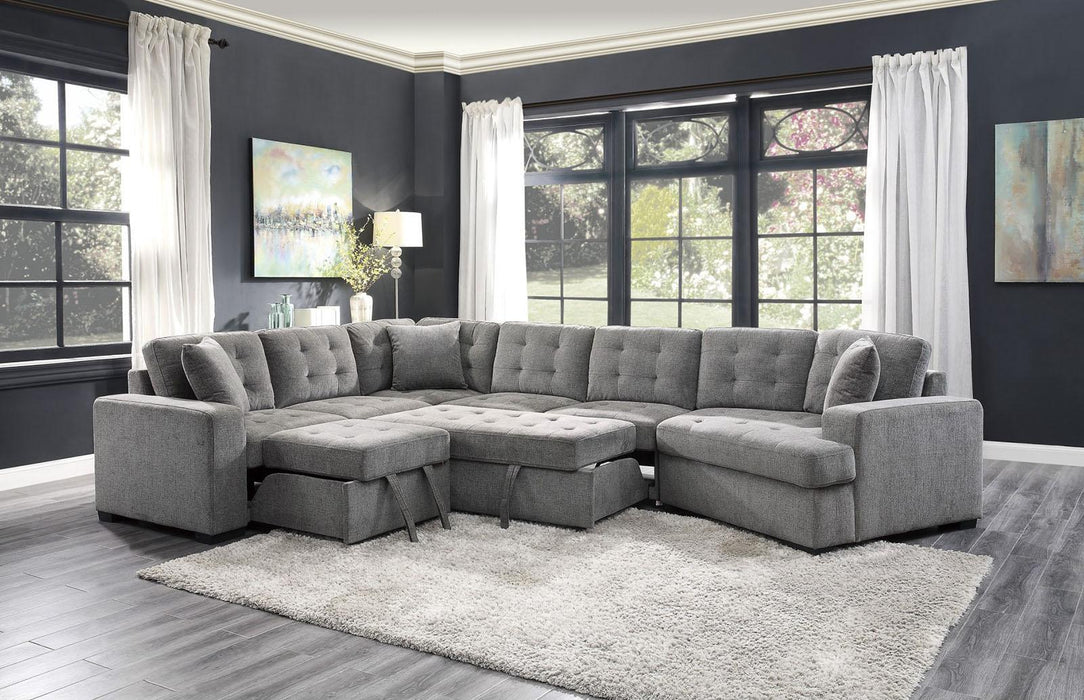 Logansport Corner Seat with 1 Pillow in Gray 9401GRY-CR