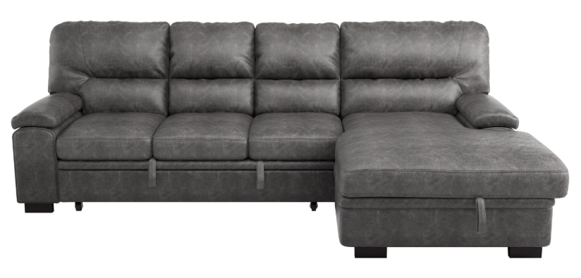 Michigan Sectional with Pull Out Bed and Right Chaise in Dark Gray