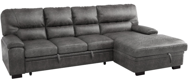 Michigan Sectional with Pull Out Bed and Right Chaise in Dark Gray