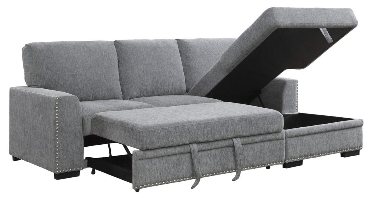 Morelia 2pc Sectional with Pull Out Bed and Right Chaise in Dark Gray