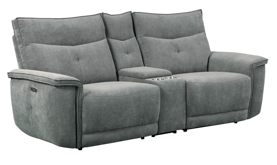 Homelegance Furniture Tesoro Power Double Reclining Loveseat in Dark Gray