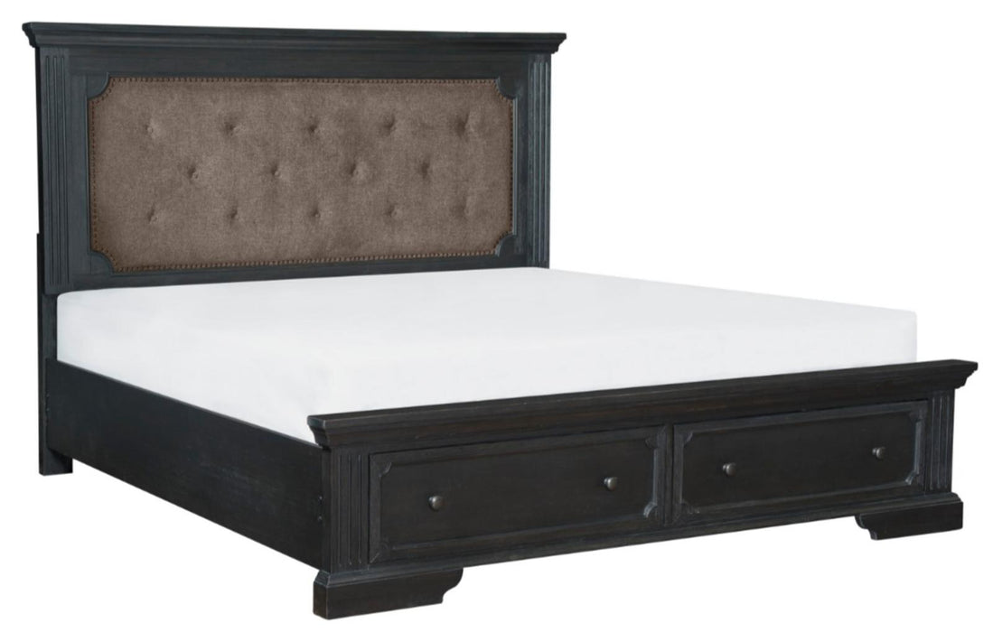 Homelegance Bolingbrook Queen Upholstered Storage Platform Bed in Coffee 1647-1*