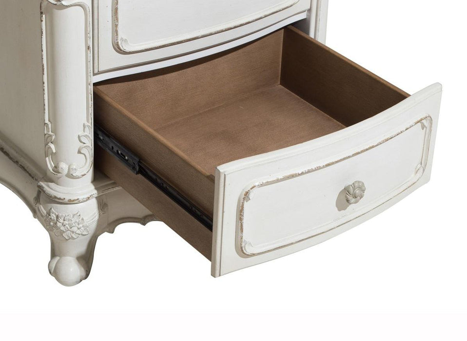 Cinderella Night Stand in Antique White with Grey Rub-Through