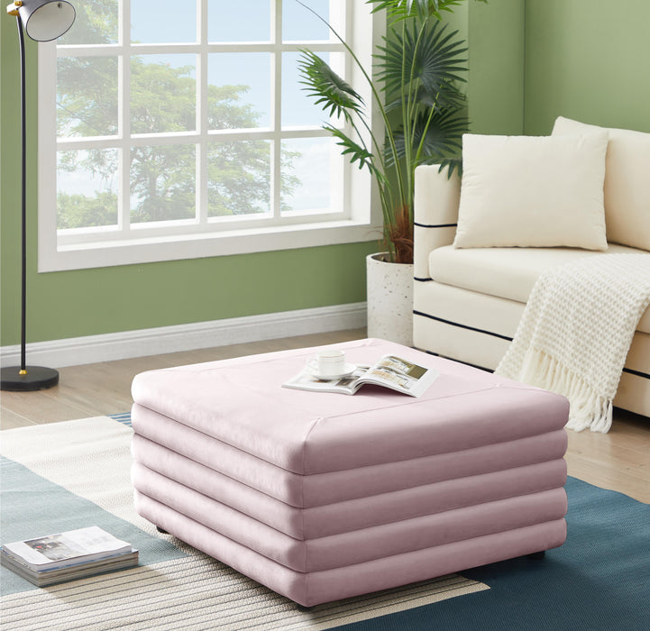 Lorenzo Pink Velvet Ottoman