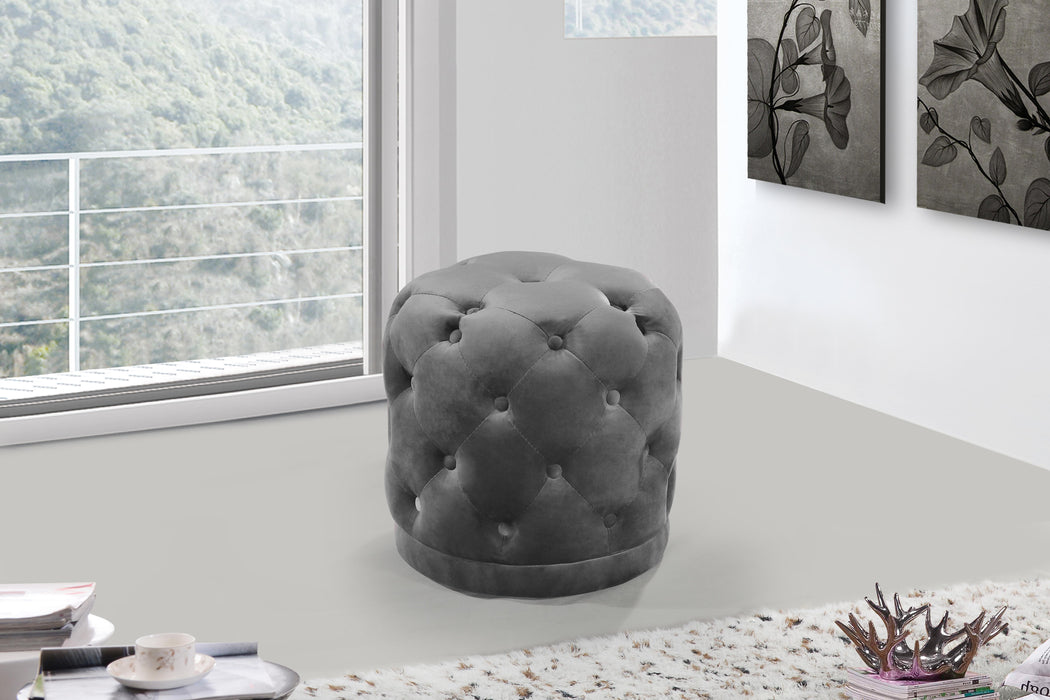 Harper Grey Velvet Ottoman/Stool