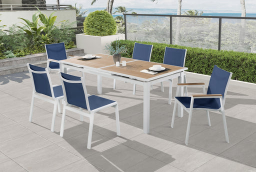 Nizuc Navy Mesh Waterproof Fabric Outdoor Patio Aluminum Mesh Dining Chair - US Furniture & Mattress (Waterbury,CT)*