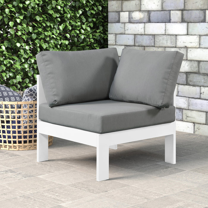 Nizuc Grey Waterproof Fabric Outdoor Patio Aluminum Corner Chair