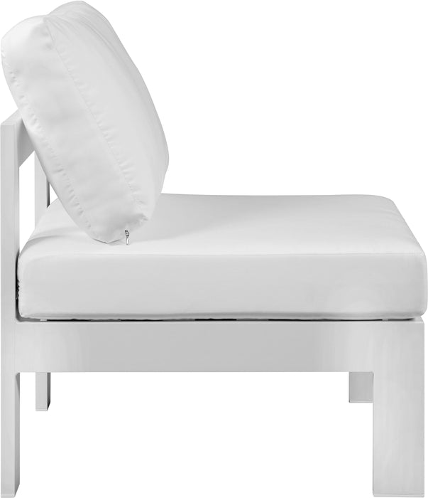 Nizuc White Waterproof Fabric Outdoor Patio Aluminum Armless Chair