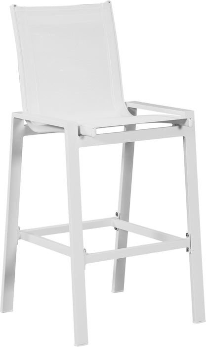 Nizuc White Mesh Waterproof Fabric Outdoor Patio Aluminum Mesh Barstool