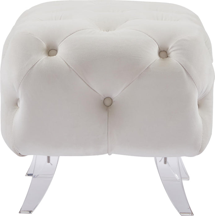 Crescent Cream Velvet Ottoman