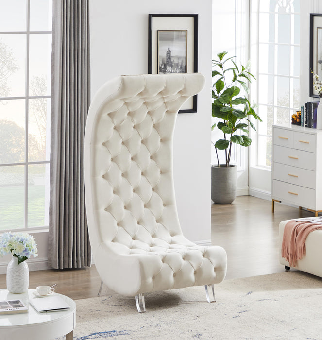 Crescent Cream Velvet Accent Chair