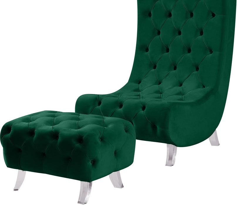 Crescent Green Velvet Ottoman