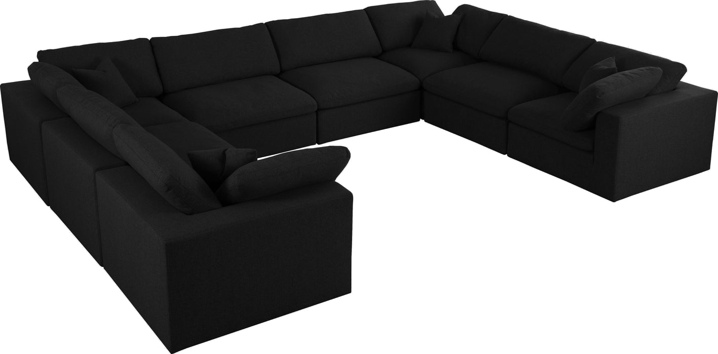 Serene Black Linen Fabric Deluxe Cloud Modular Sectional