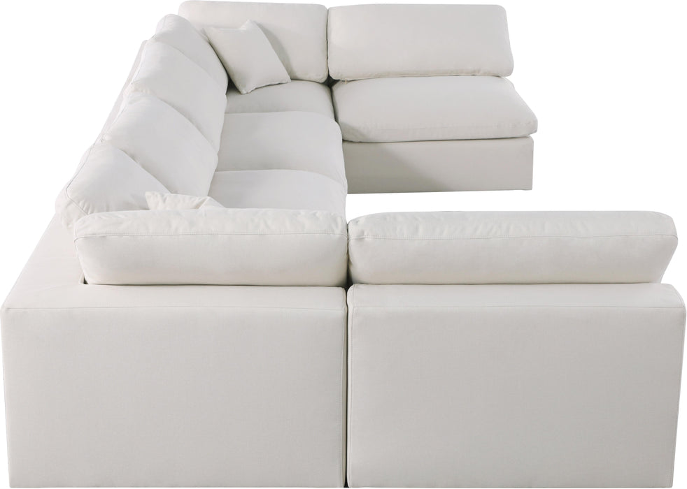 Serene Cream Linen Fabric Deluxe Cloud Modular Sectional