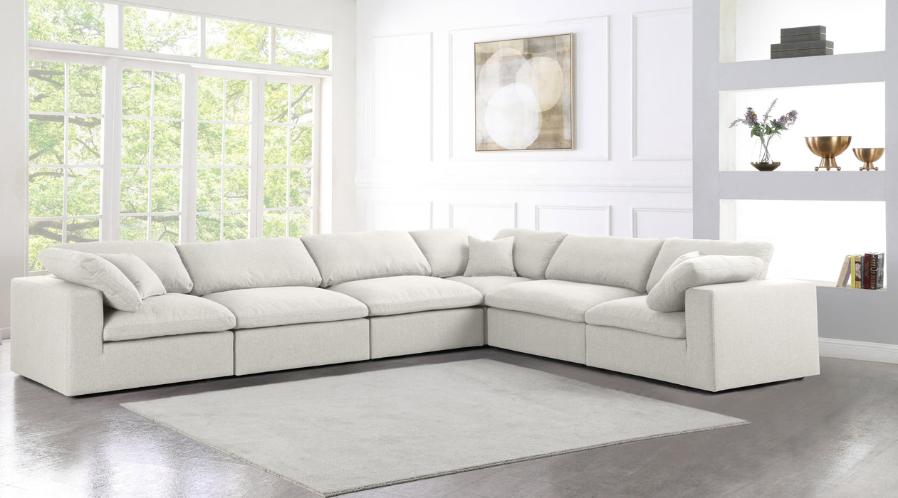 Serene Cream Linen Fabric Deluxe Cloud Modular Sectional