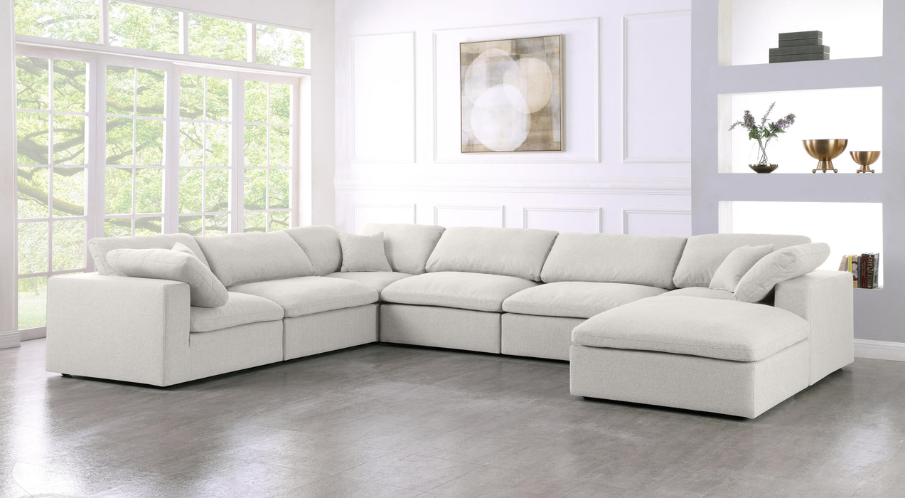 Serene Cream Linen Fabric Deluxe Cloud Modular Sectional