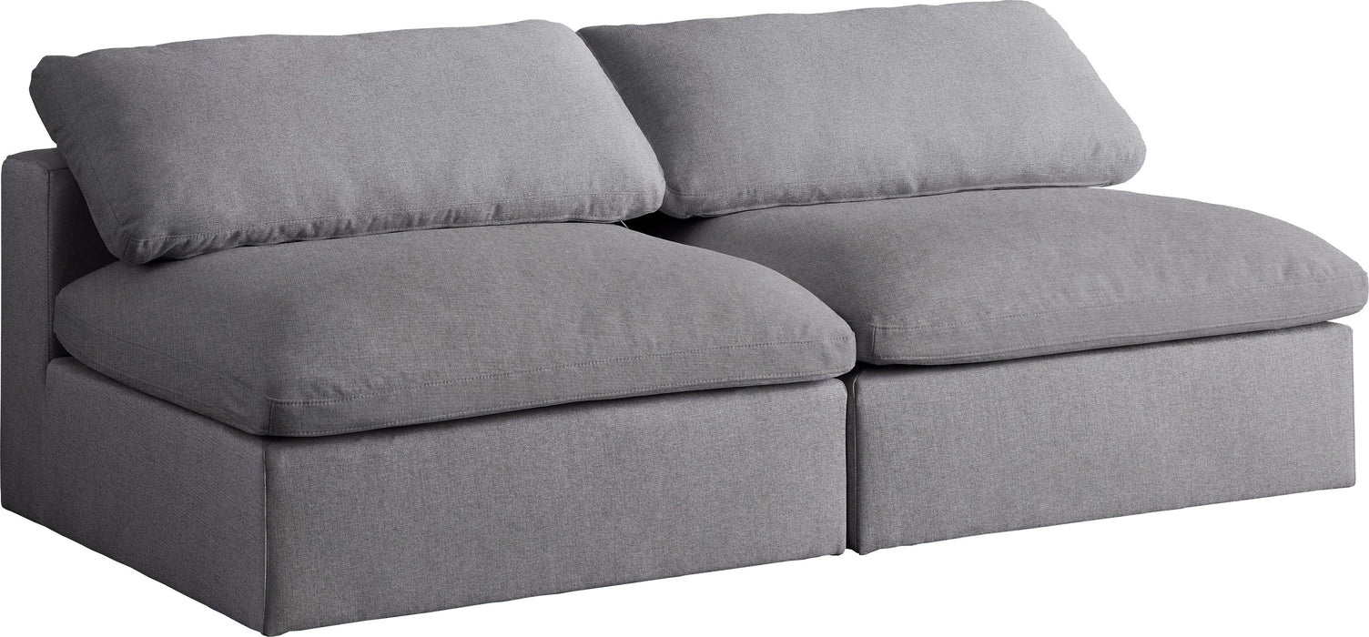 Serene Grey Linen Fabric Deluxe Cloud Modular Armless Sofa