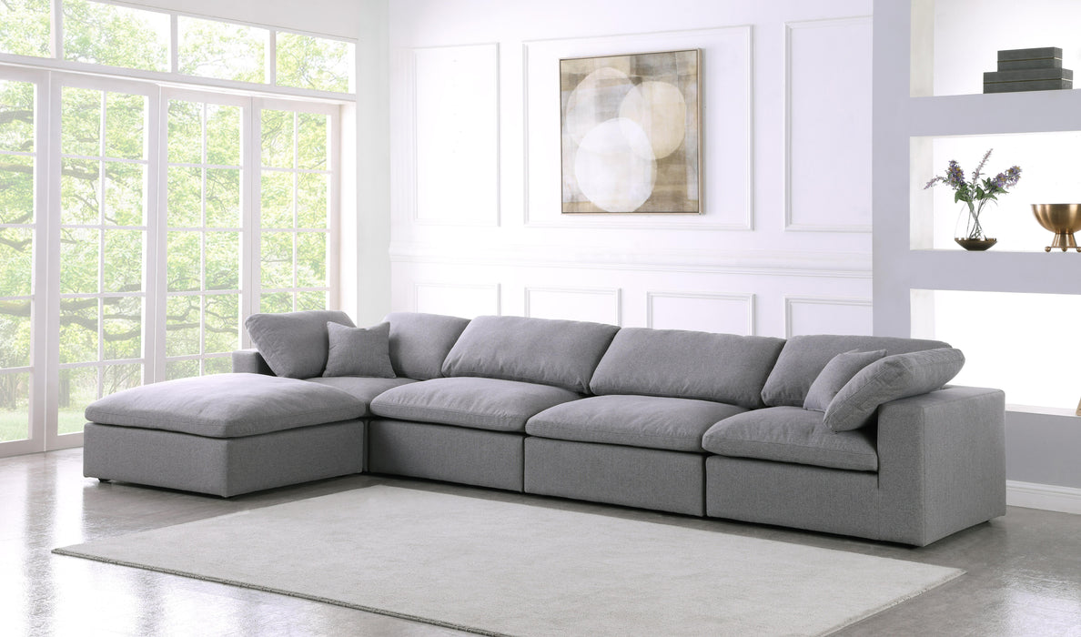 Serene Grey Linen Fabric Deluxe Cloud Modular Sectional