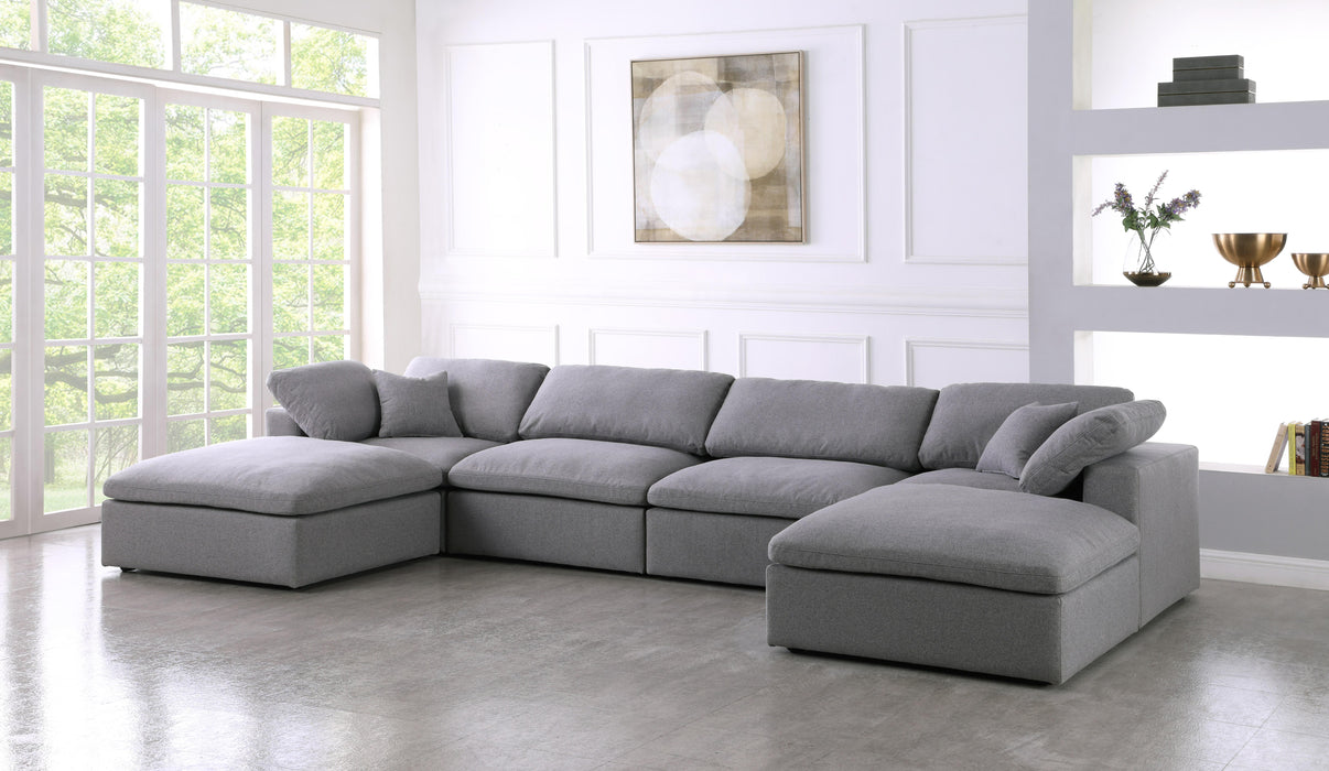 Serene Grey Linen Fabric Deluxe Cloud Modular Sectional