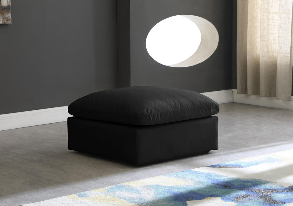 Plush Black Velvet Standard Cloud Modular Ottoman