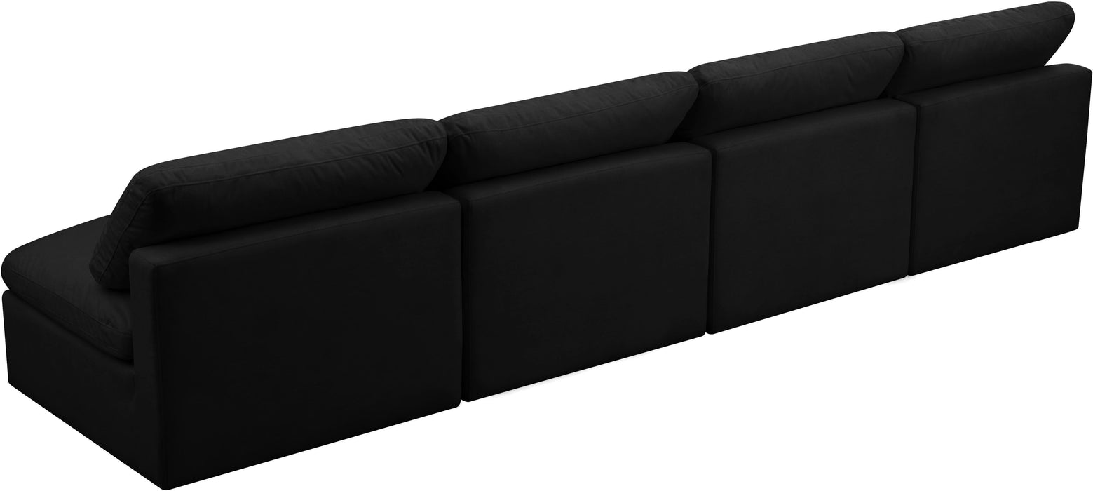 Plush Black Velvet Standard Cloud Modular Sofa