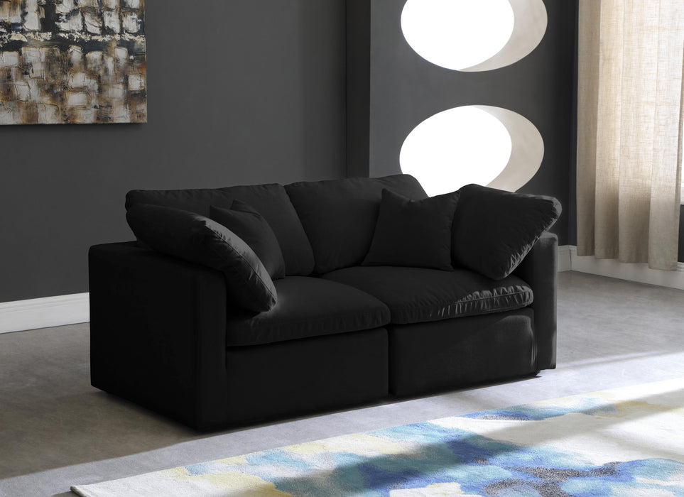 Plush Black Velvet Standard Cloud Modular Sofa