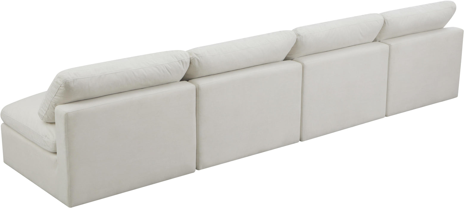 Plush Cream Velvet Standard Cloud Modular Sofa