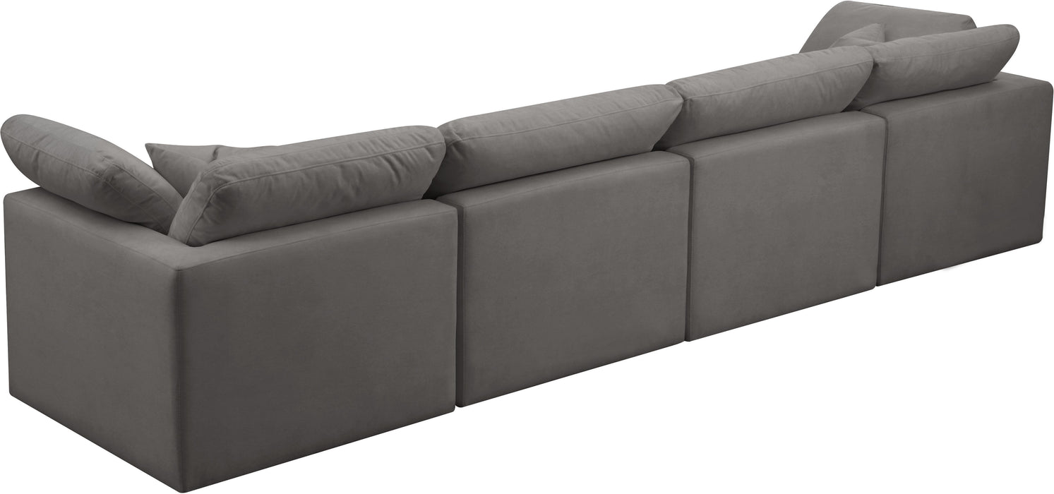 Plush Grey Velvet Standard Cloud Modular Sofa