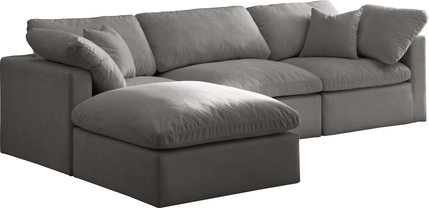 Plush Grey Velvet Standard Cloud Modular Sectional