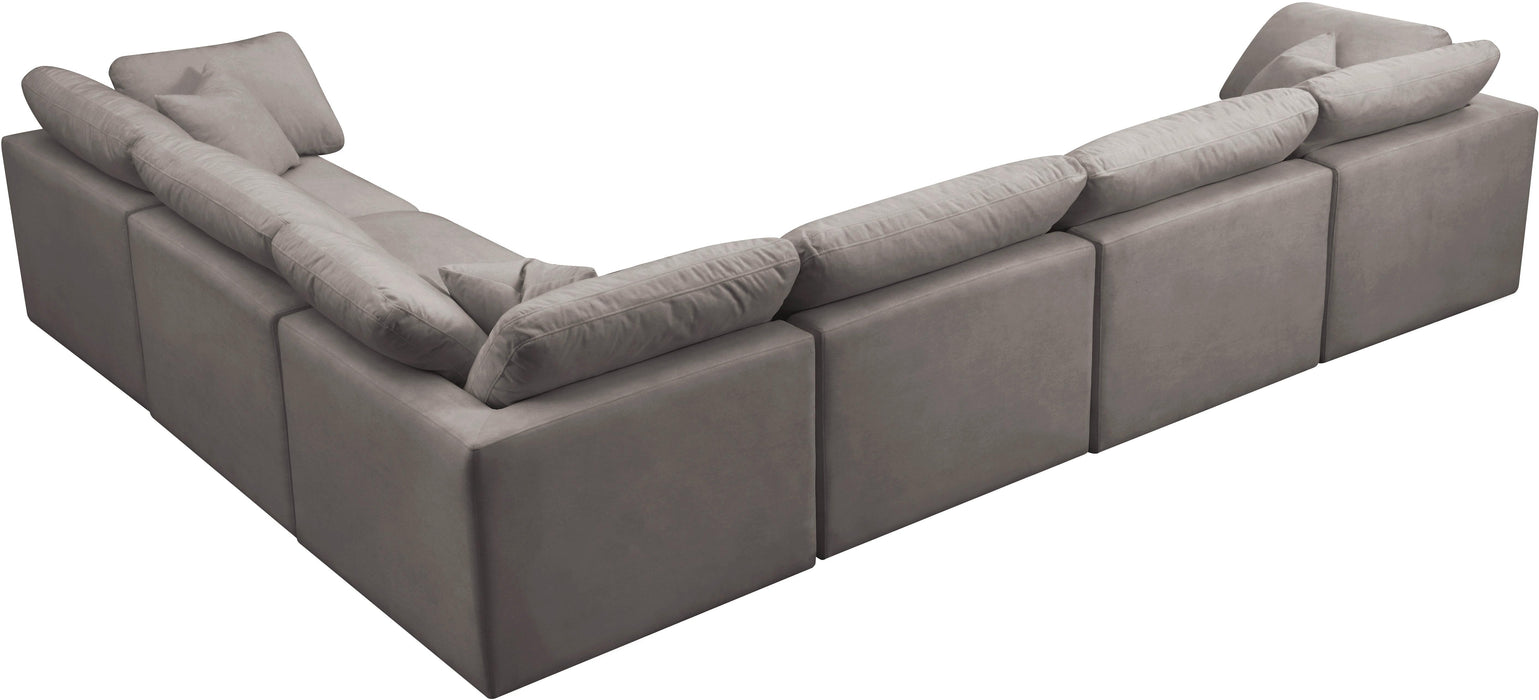 Plush Grey Velvet Standard Cloud Modular Sectional